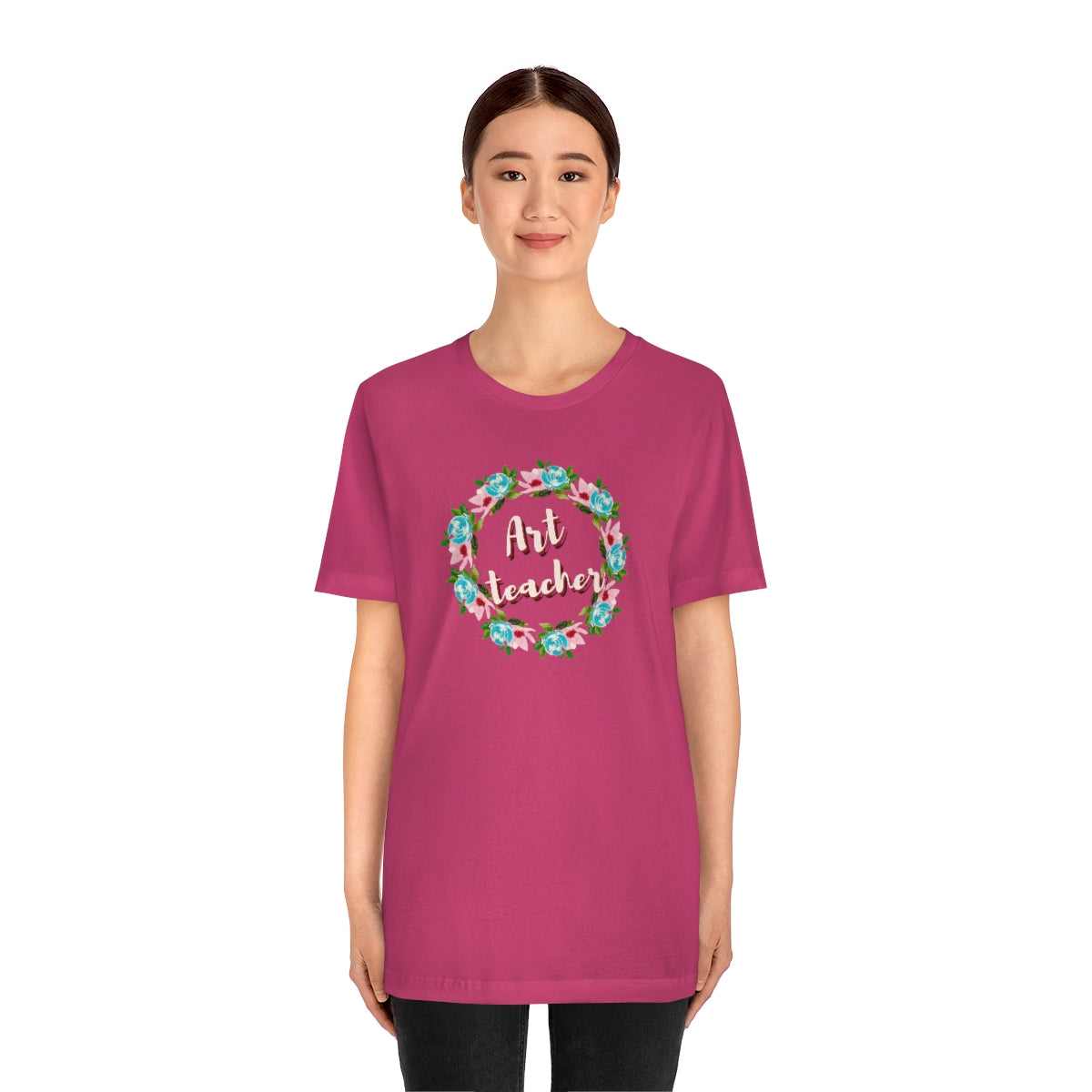 Art Teacher Floral Wreath Unisex Jersey Short Sleeve Tee