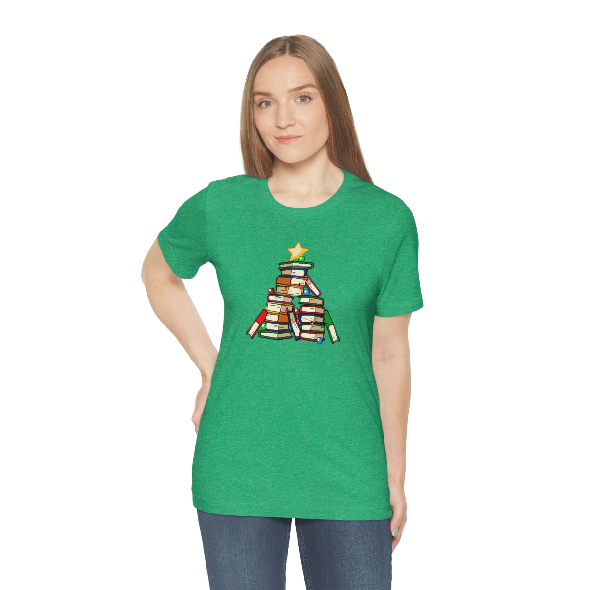 Holiday Tree of Books Unisex Jersey Short Sleeve Tee