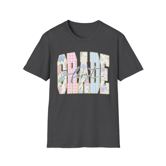 First Grade Teacher Shirt | Floral Coquette Back to School Tee