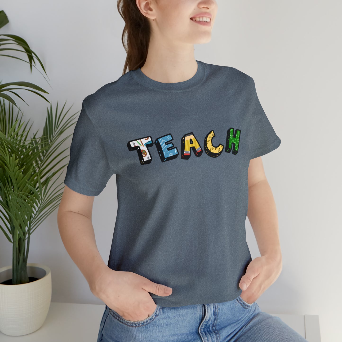 TEACH Graphic Print Unisex Jersey Short Sleeve Tee