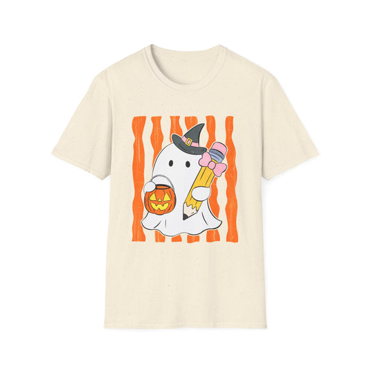 Halloween Cute Ghost Pencil Jack-o-lantern Graphic Tee