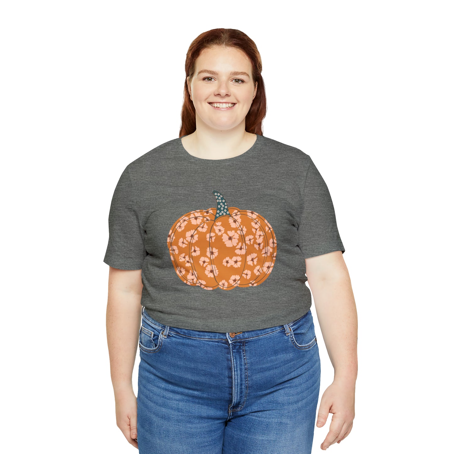 Pumpkin Retro Flower Unisex Jersey Short Sleeve Tee