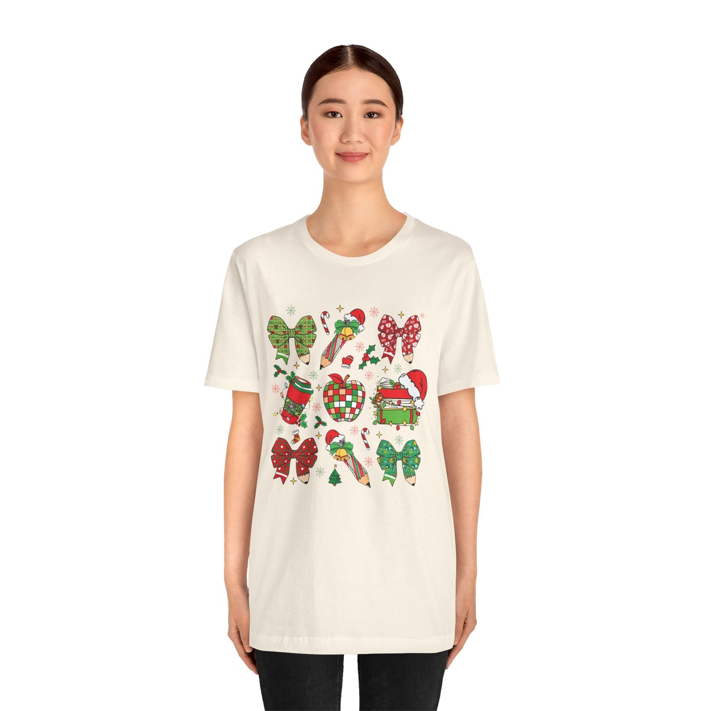 Festive Christmas Short Sleeve Tee - Holiday Cheer Design