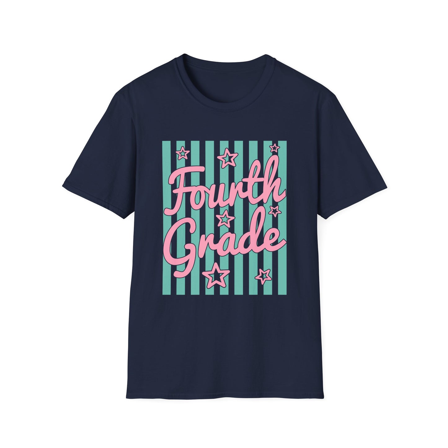 Fourth Grade Striped Stars Teacher Tee