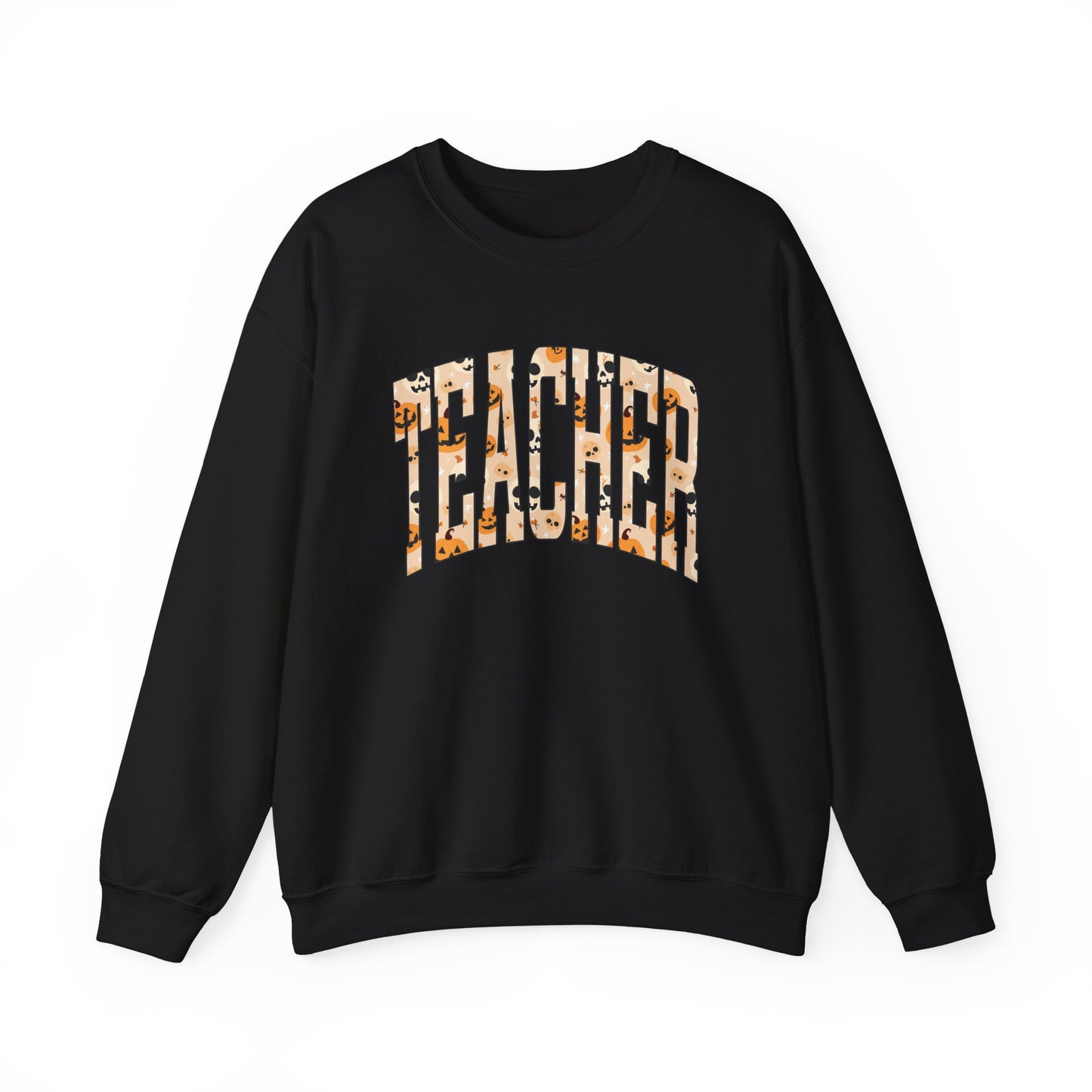 Halloween Graphic Varsity Letter Teacher Sweatshirt