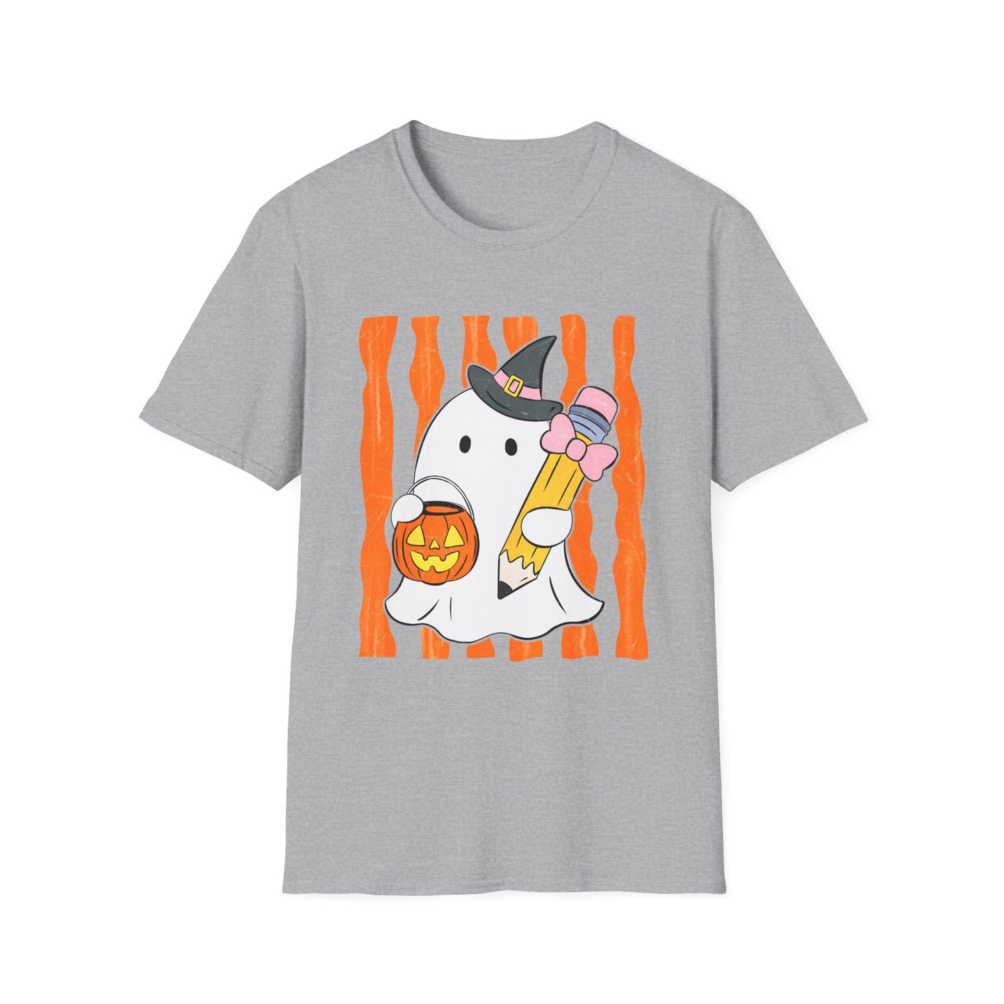 Halloween Cute Ghost Pencil Jack-o-lantern Graphic Tee