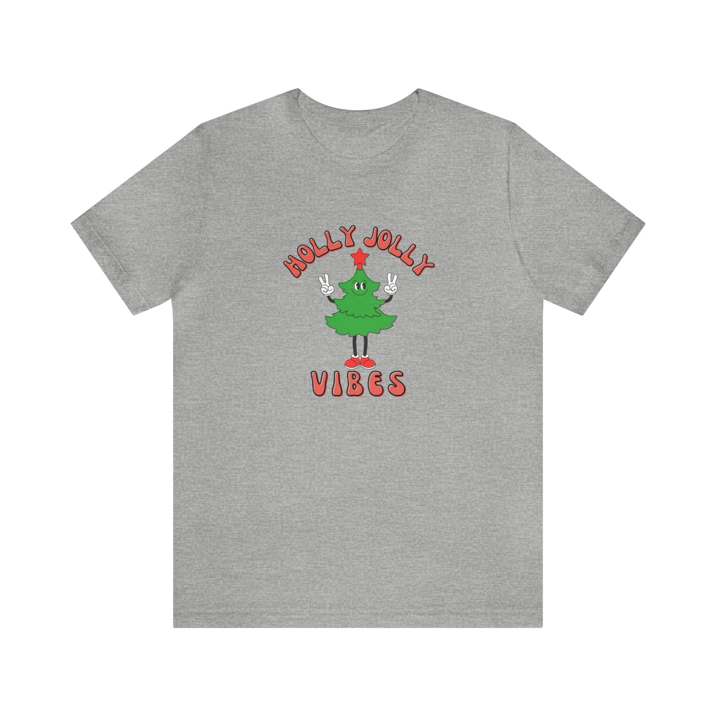 Holly Jolly Vibes Retro Tree Unisex Jersey Short Sleeve Tee