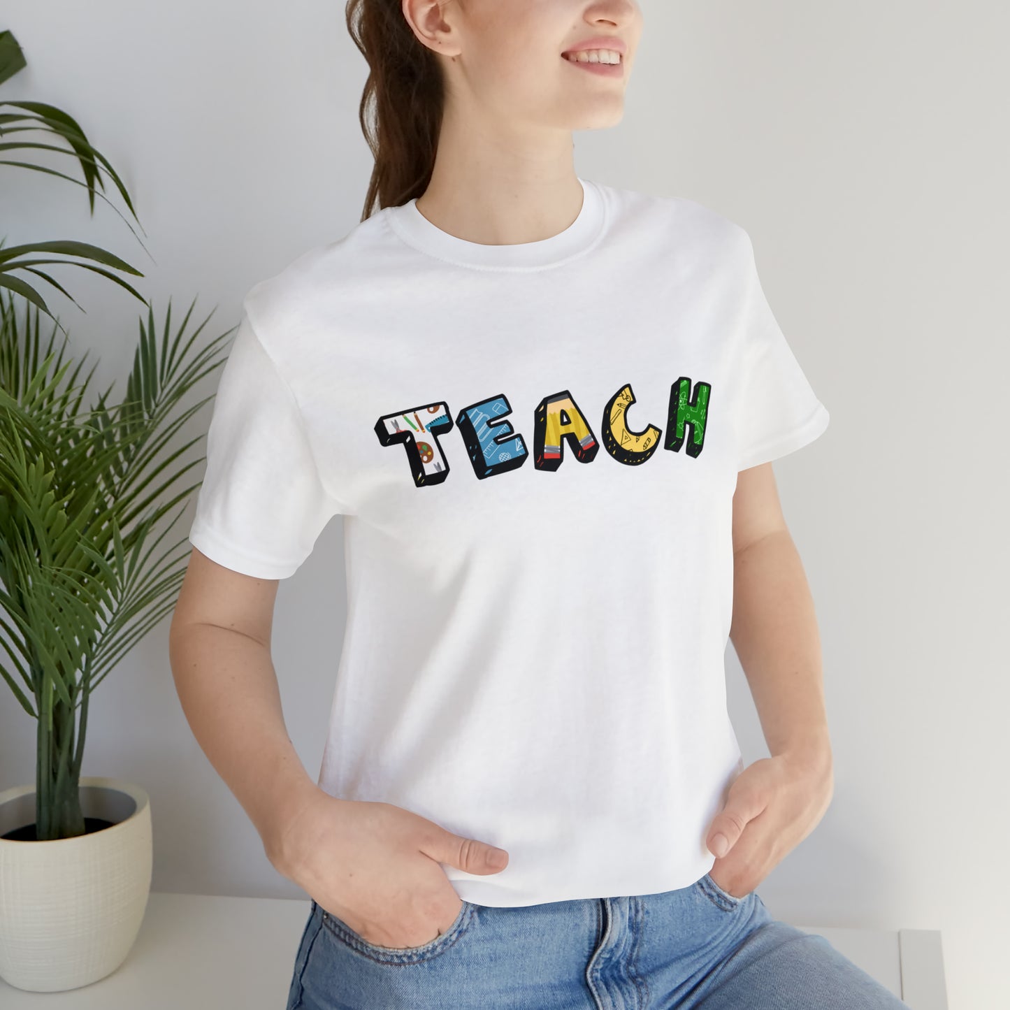 TEACH Graphic Print Unisex Jersey Short Sleeve Tee