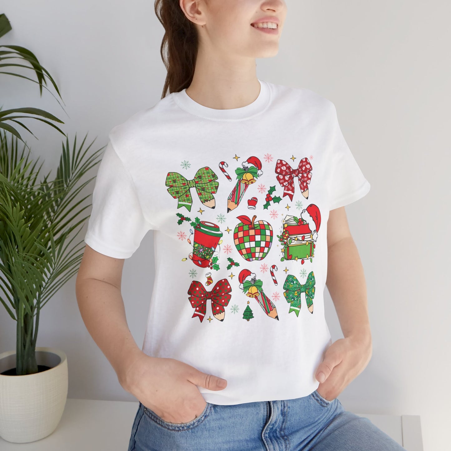 Festive Christmas Short Sleeve Tee - Holiday Cheer Design
