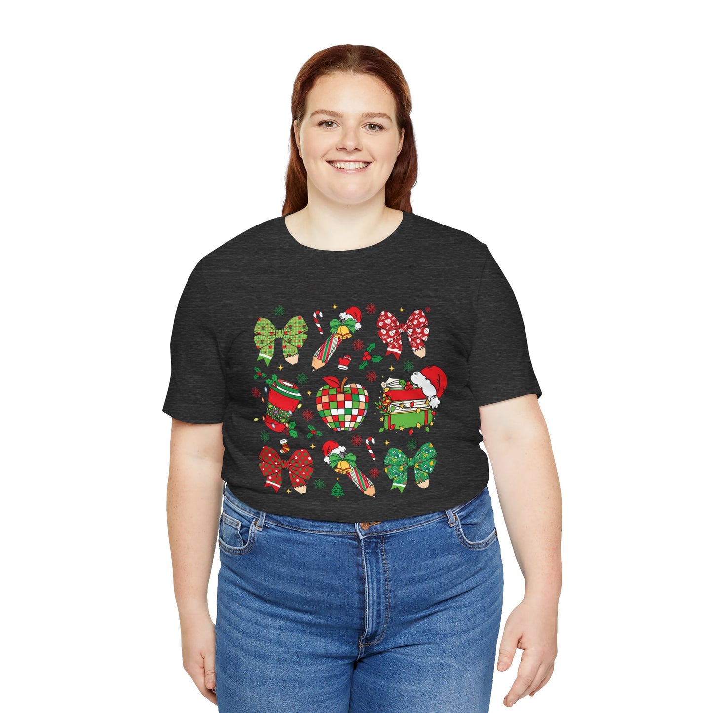 Festive Christmas Short Sleeve Tee - Holiday Cheer Design