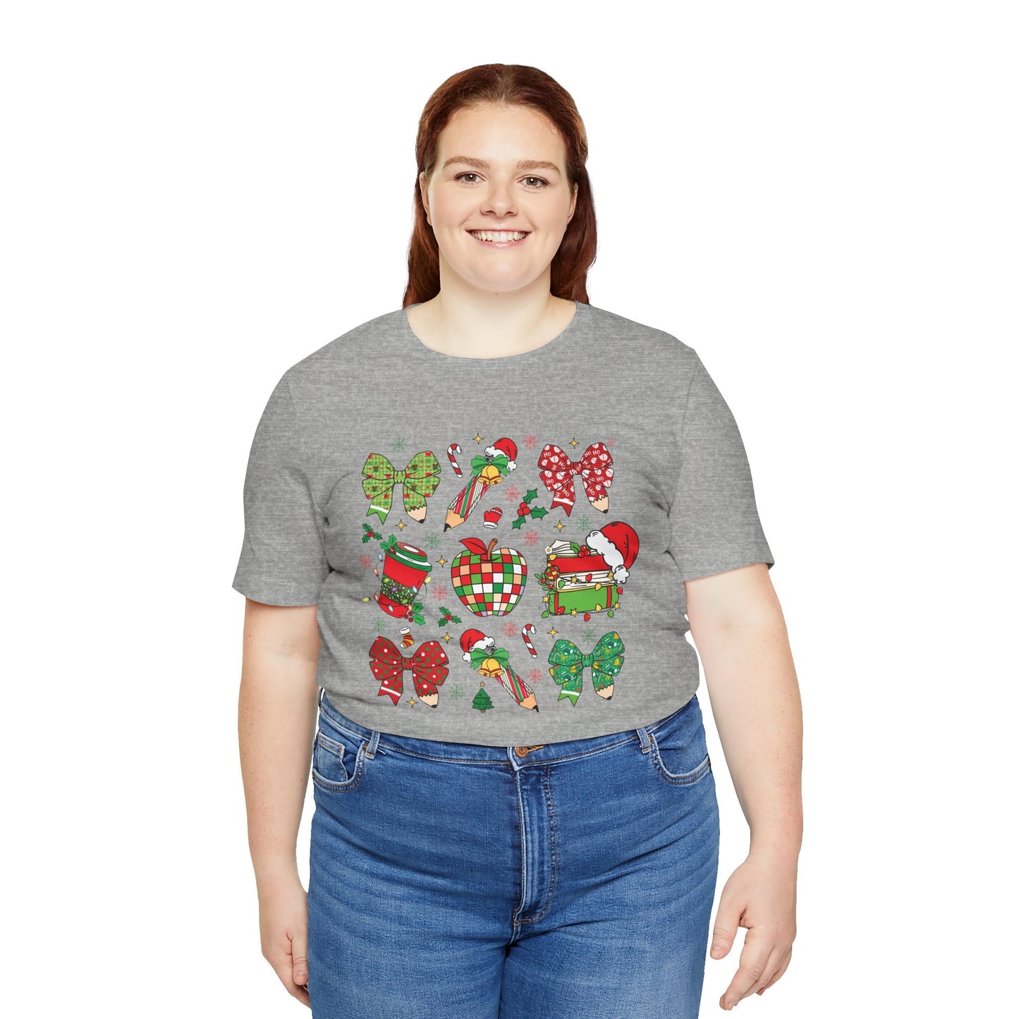 Festive Christmas Short Sleeve Tee - Holiday Cheer Design