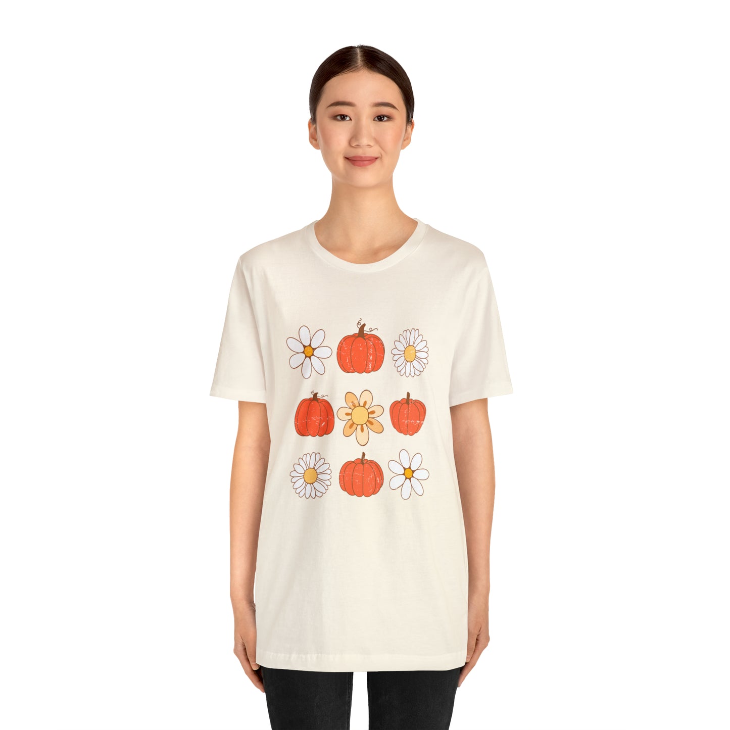 Pumpkins & Flowers Retro Unisex Jersey Short Sleeve Tee