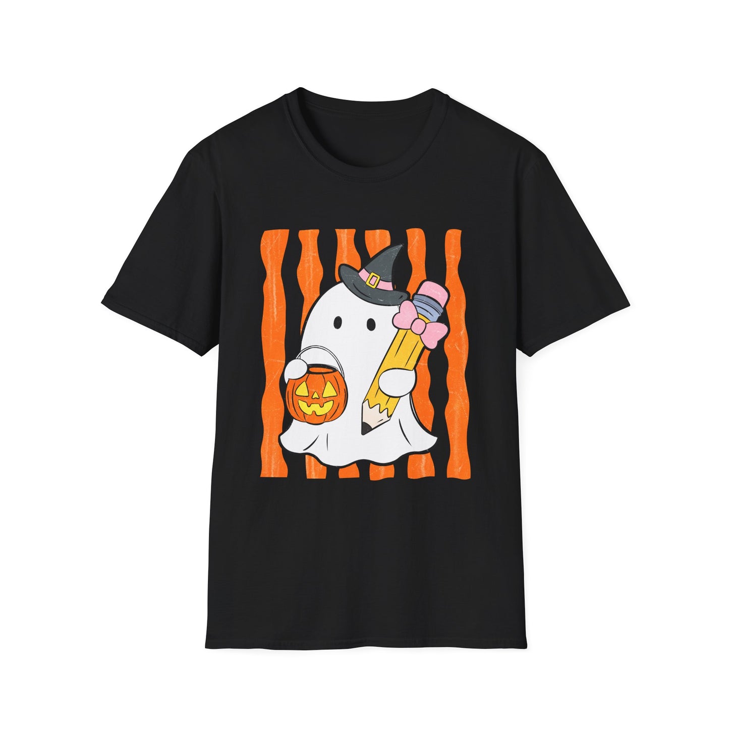 Halloween Cute Ghost Pencil Jack-o-lantern Graphic Tee