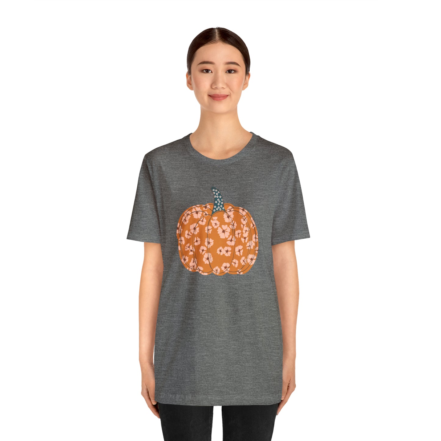 Pumpkin Retro Flower Unisex Jersey Short Sleeve Tee