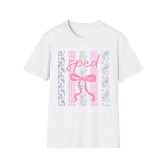 SPED Teacher Floral Bow Coquette Graphic Tee | Vintage Aesthetic Shirt
