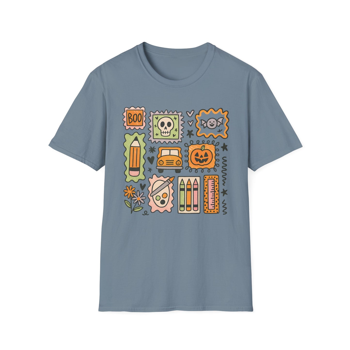 Halloween Doodles and School Things Teacher Tee