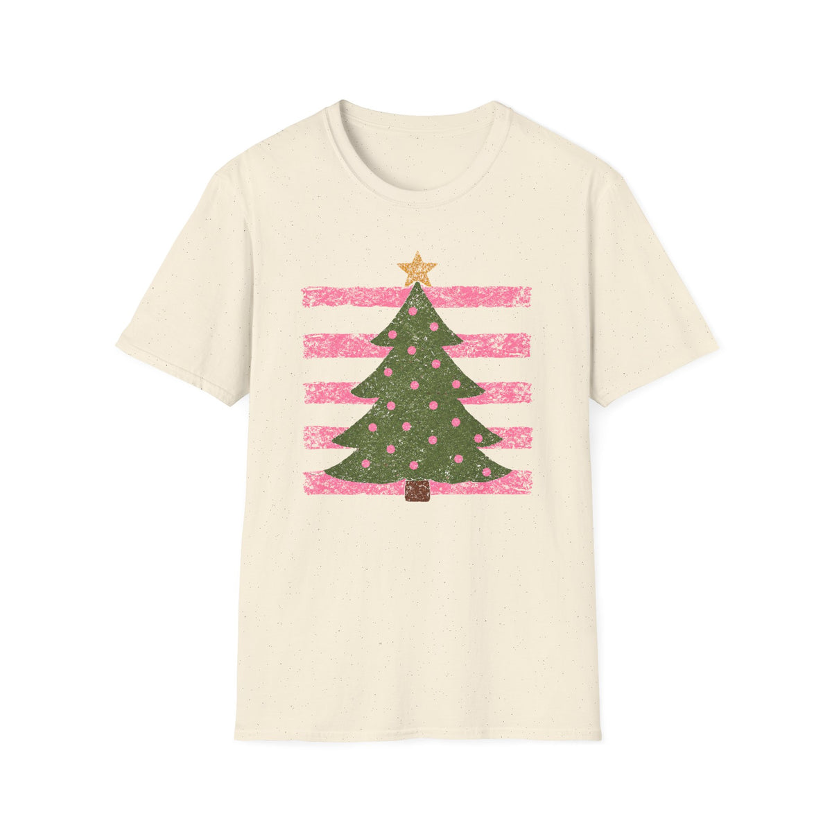 Christmas Tree Tee Pink Stripes Holiday T-Shirt