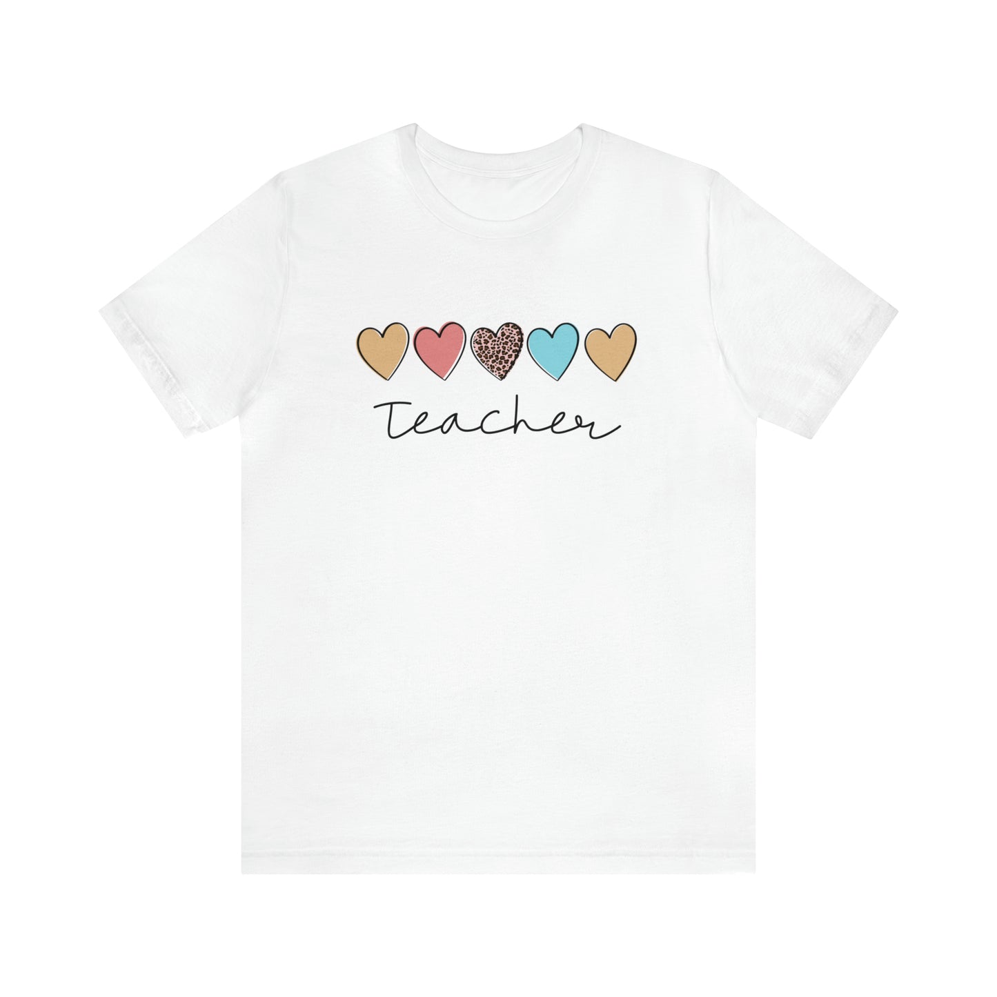 Teacher with Hearts Unisex Jersey Short Sleeve Tee
