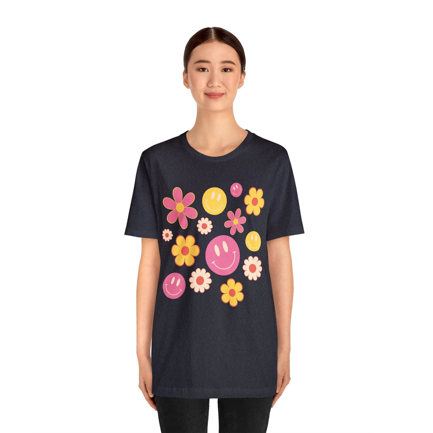 Spring Smiles & Flowers Unisex Jersey Short Sleeve Tee