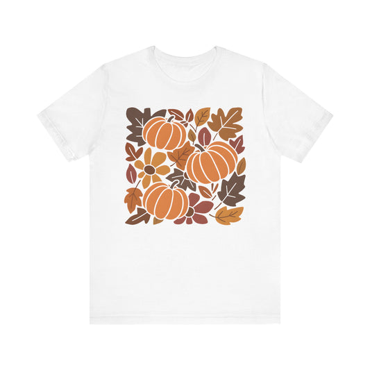 Pumpkin Floral Leaves Graphic Tee