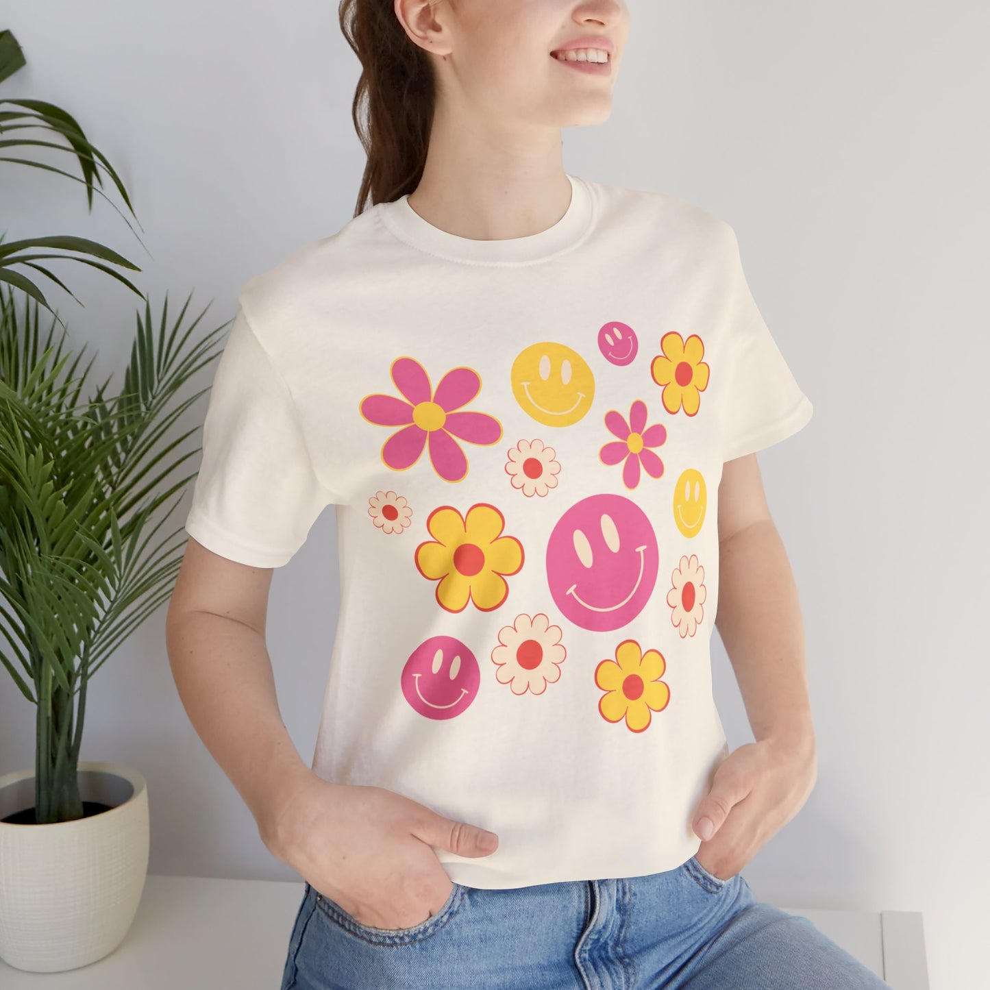 Spring Smiles & Flowers Unisex Jersey Short Sleeve Tee