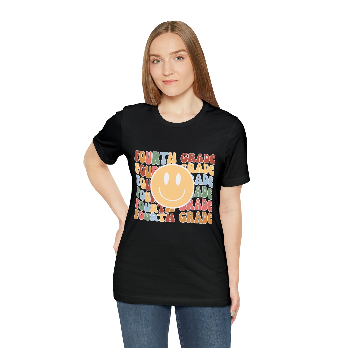 Fourth Grade Smiley Retro Print Unisex Jersey Short Sleeve Tee
