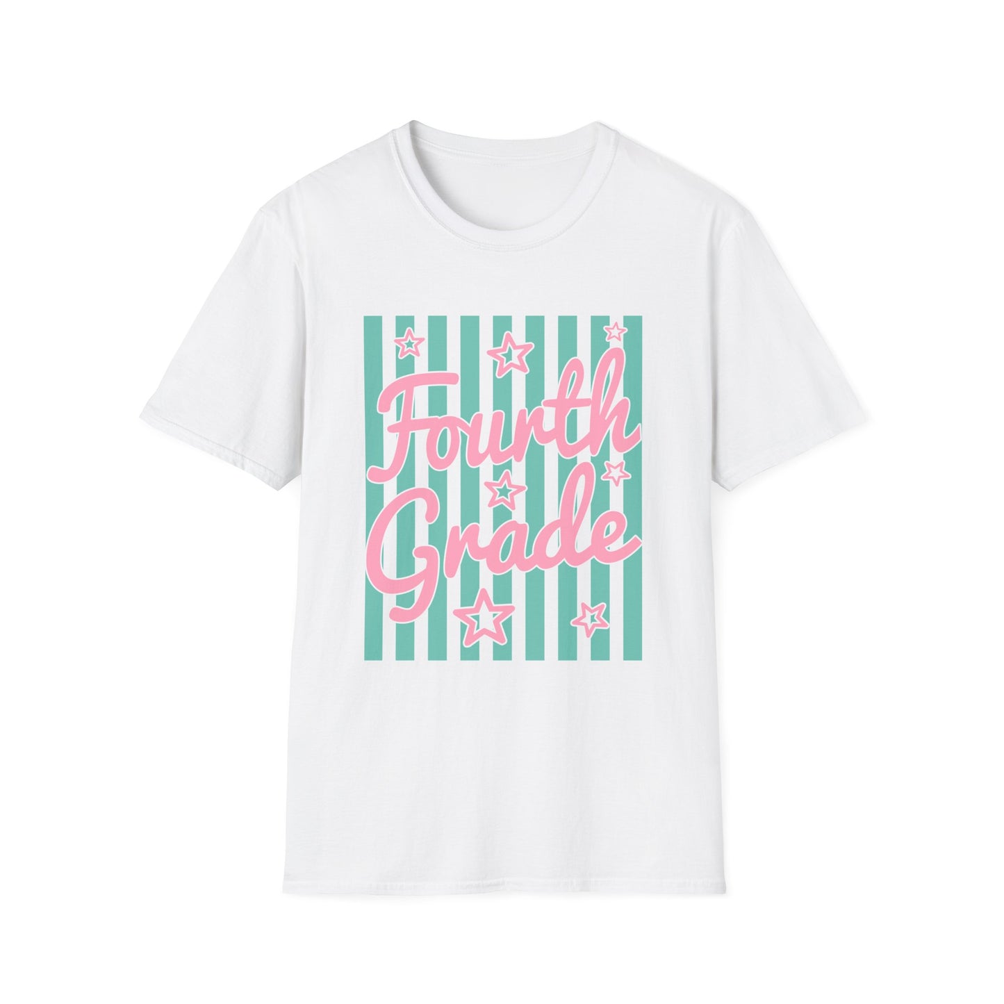 Fourth Grade Striped Stars Teacher Tee