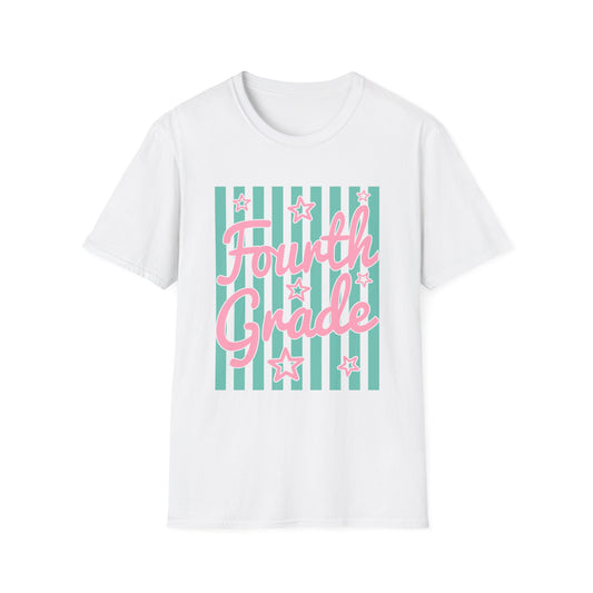 Fourth Grade Striped Stars Teacher Tee