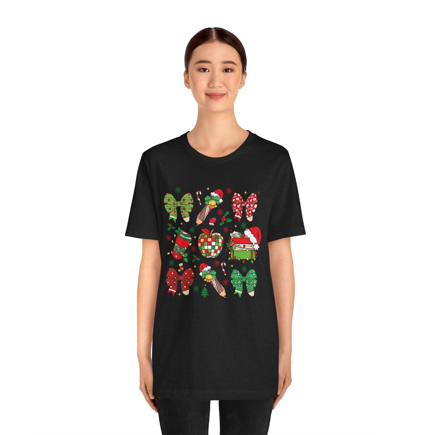 Festive Christmas Short Sleeve Tee - Holiday Cheer Design