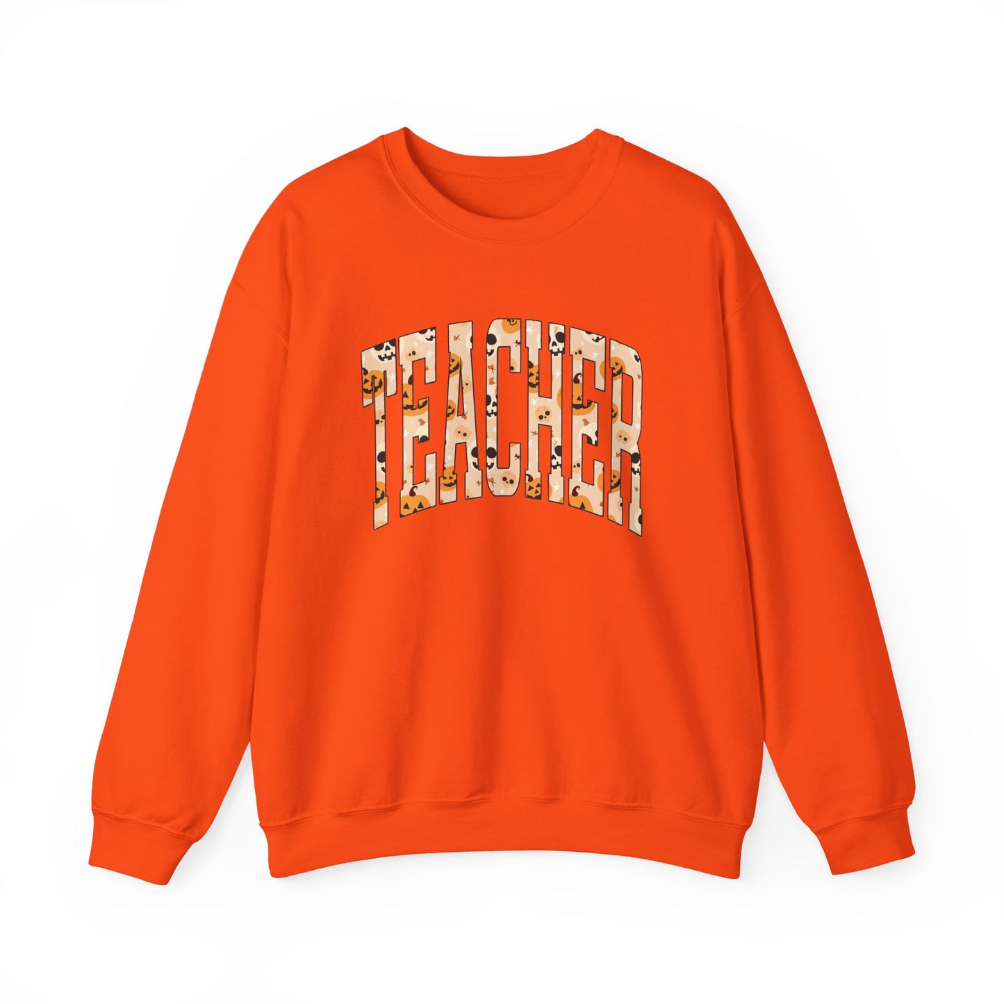 Halloween Graphic Varsity Letter Teacher Sweatshirt