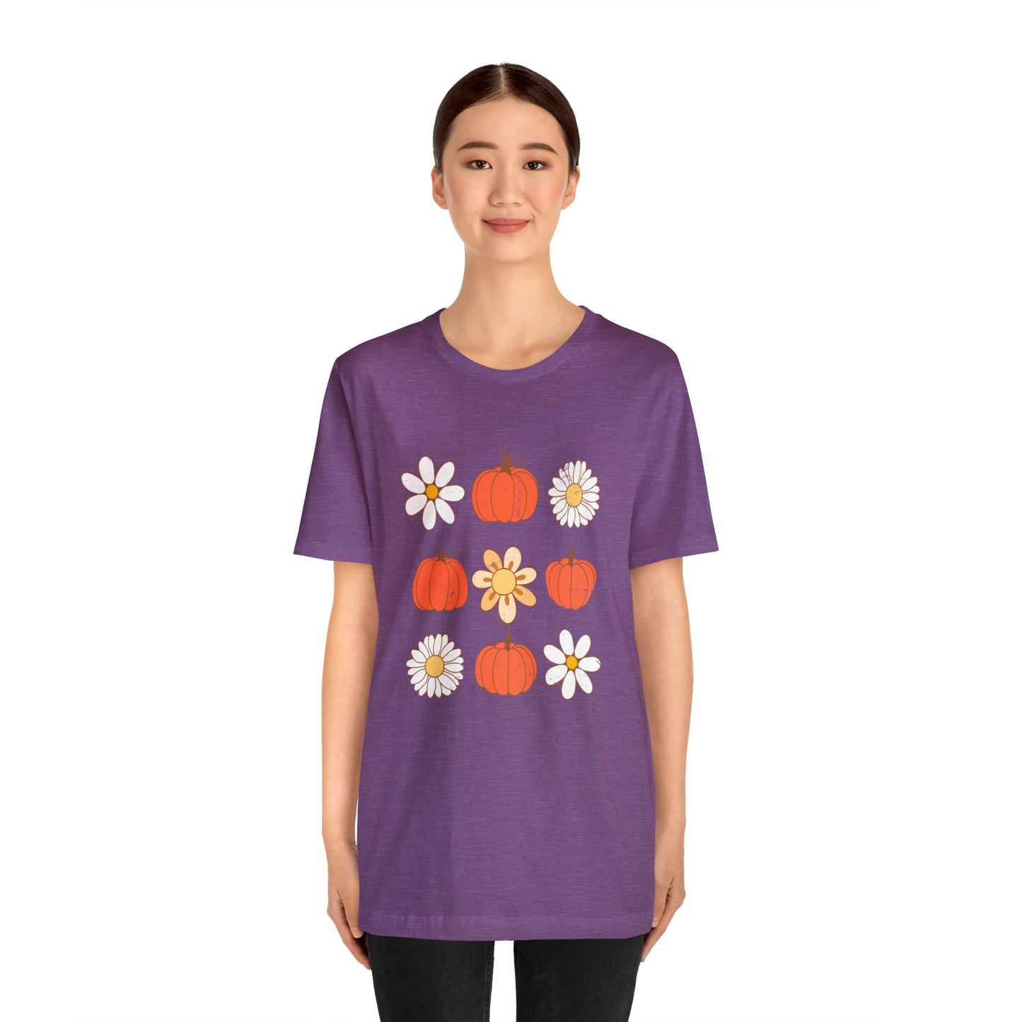 Pumpkins & Flowers Retro Unisex Jersey Short Sleeve Tee