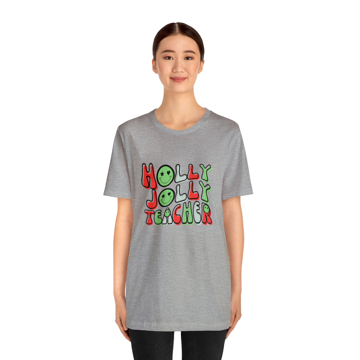 Holly Jolly Teacher Smiley Tee