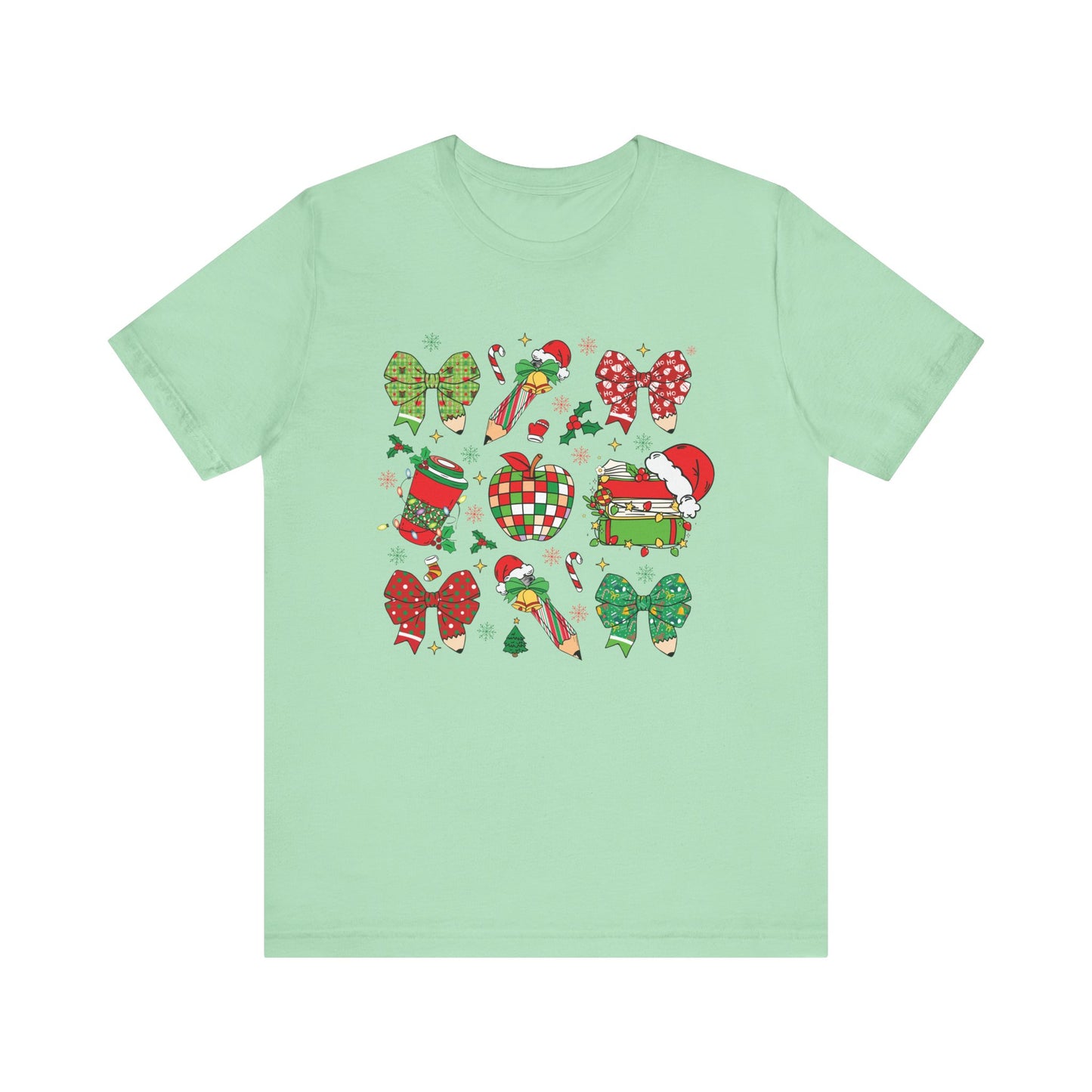 Festive Christmas Short Sleeve Tee - Holiday Cheer Design