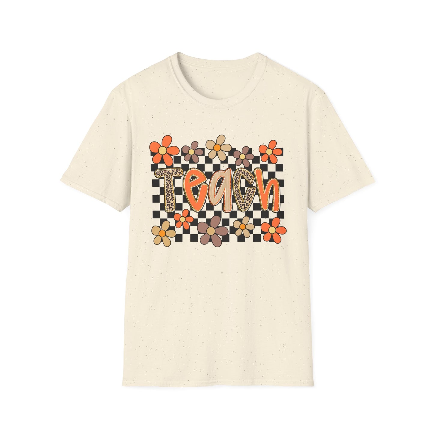 Fall Teacher Floral Checkerboard Tee