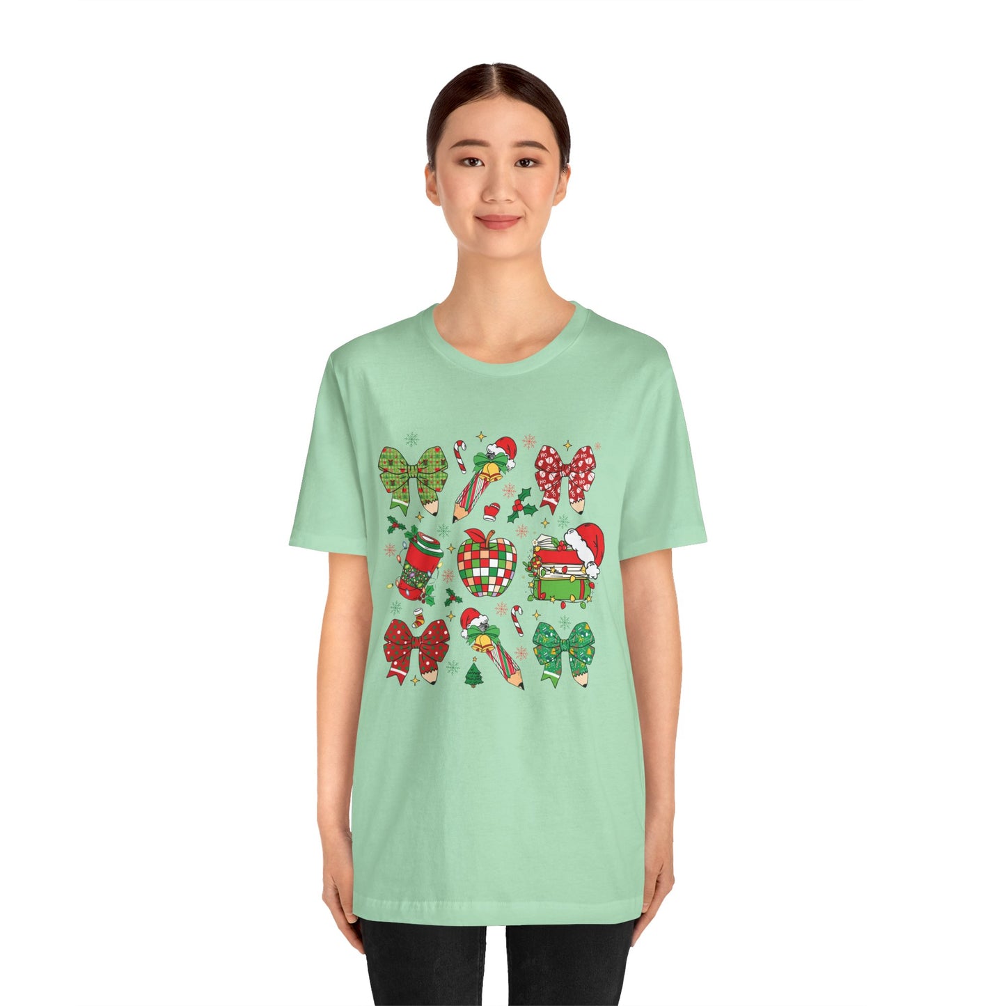 Festive Christmas Short Sleeve Tee - Holiday Cheer Design