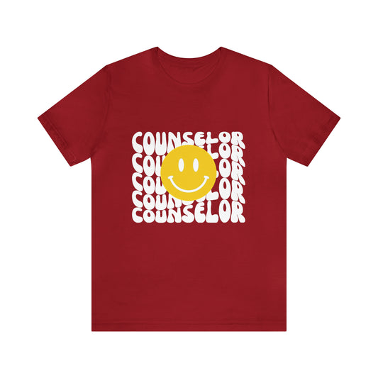 Happy Counselor Unisex Jersey Short Sleeve Tee in White