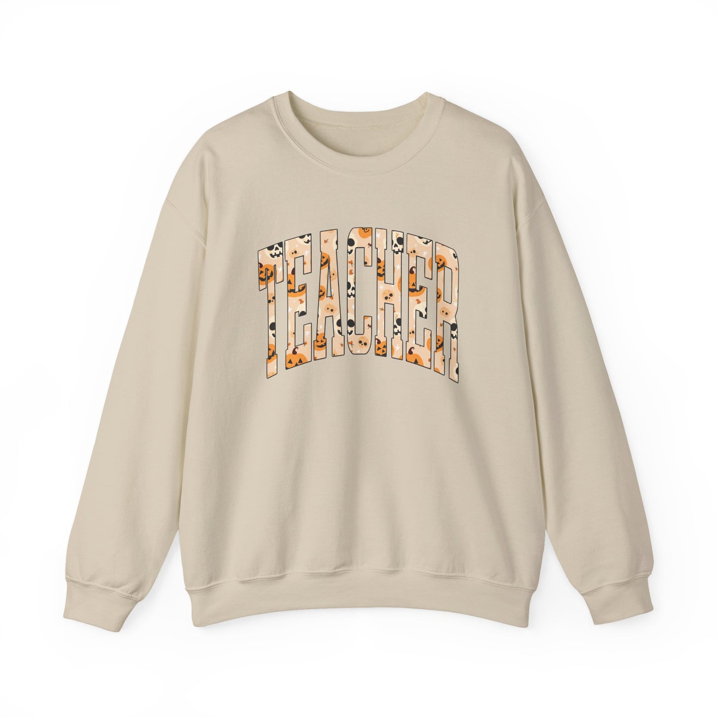 Halloween Graphic Varsity Letter Teacher Sweatshirt