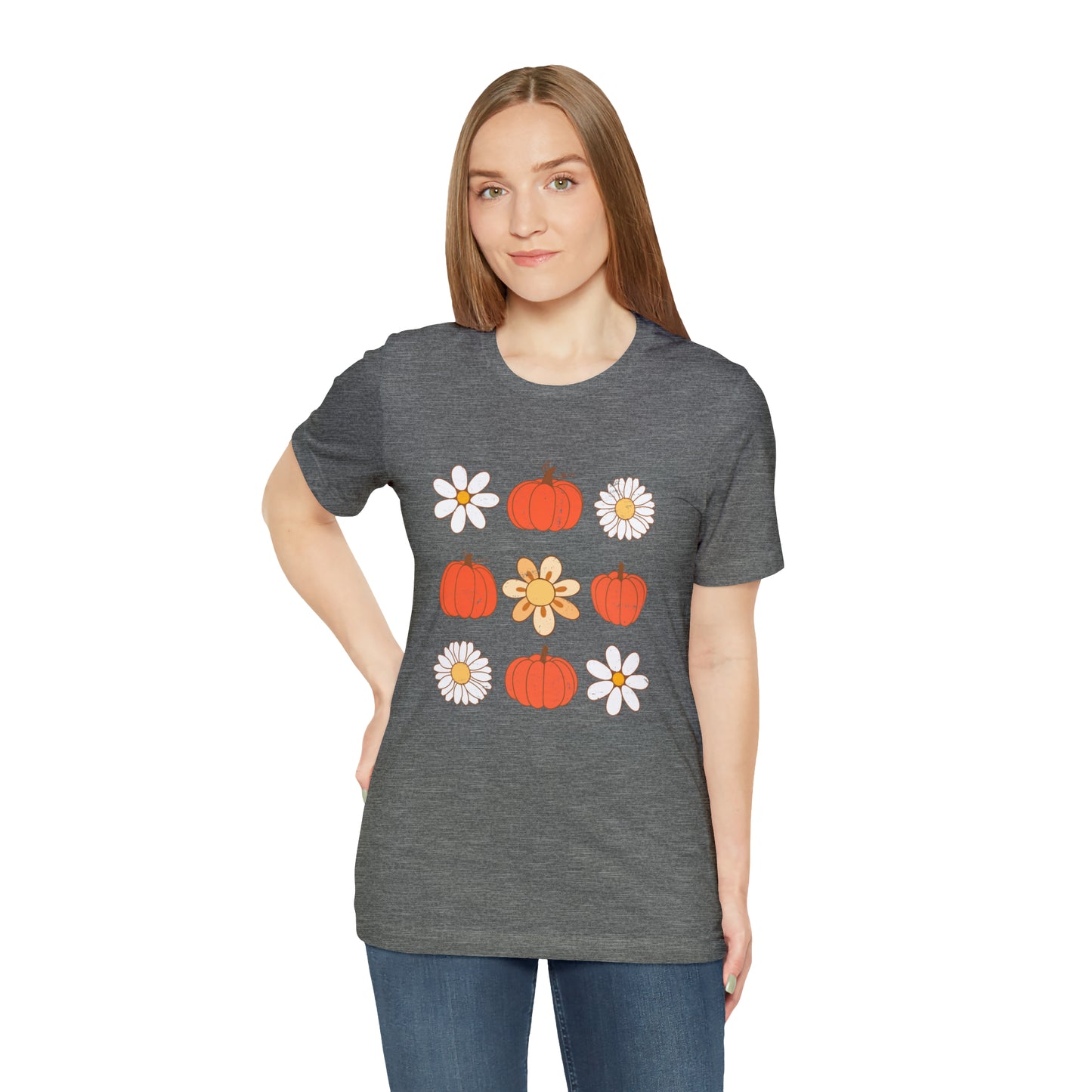 Pumpkins & Flowers Retro Unisex Jersey Short Sleeve Tee