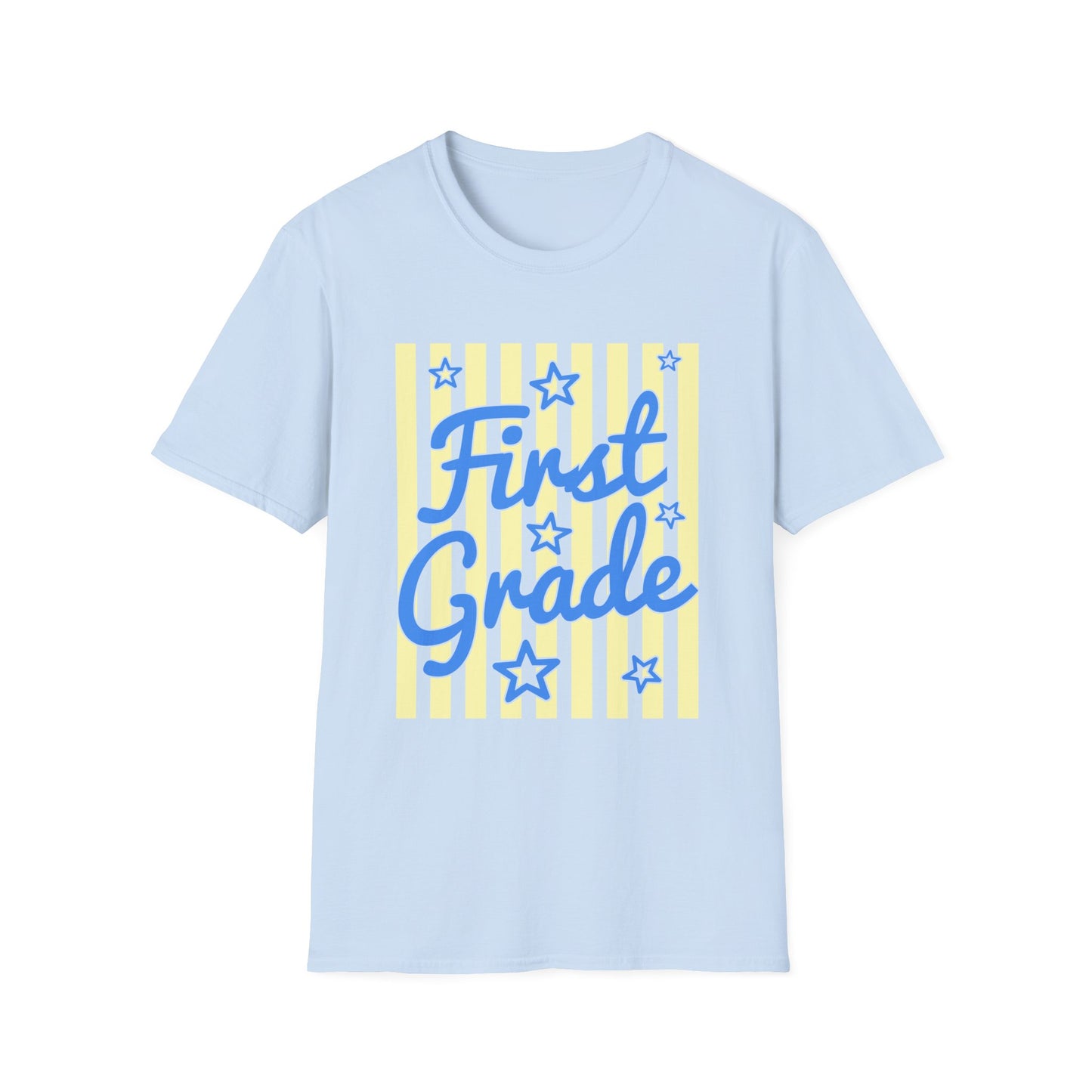First Grade Striped Stars Teacher Tee