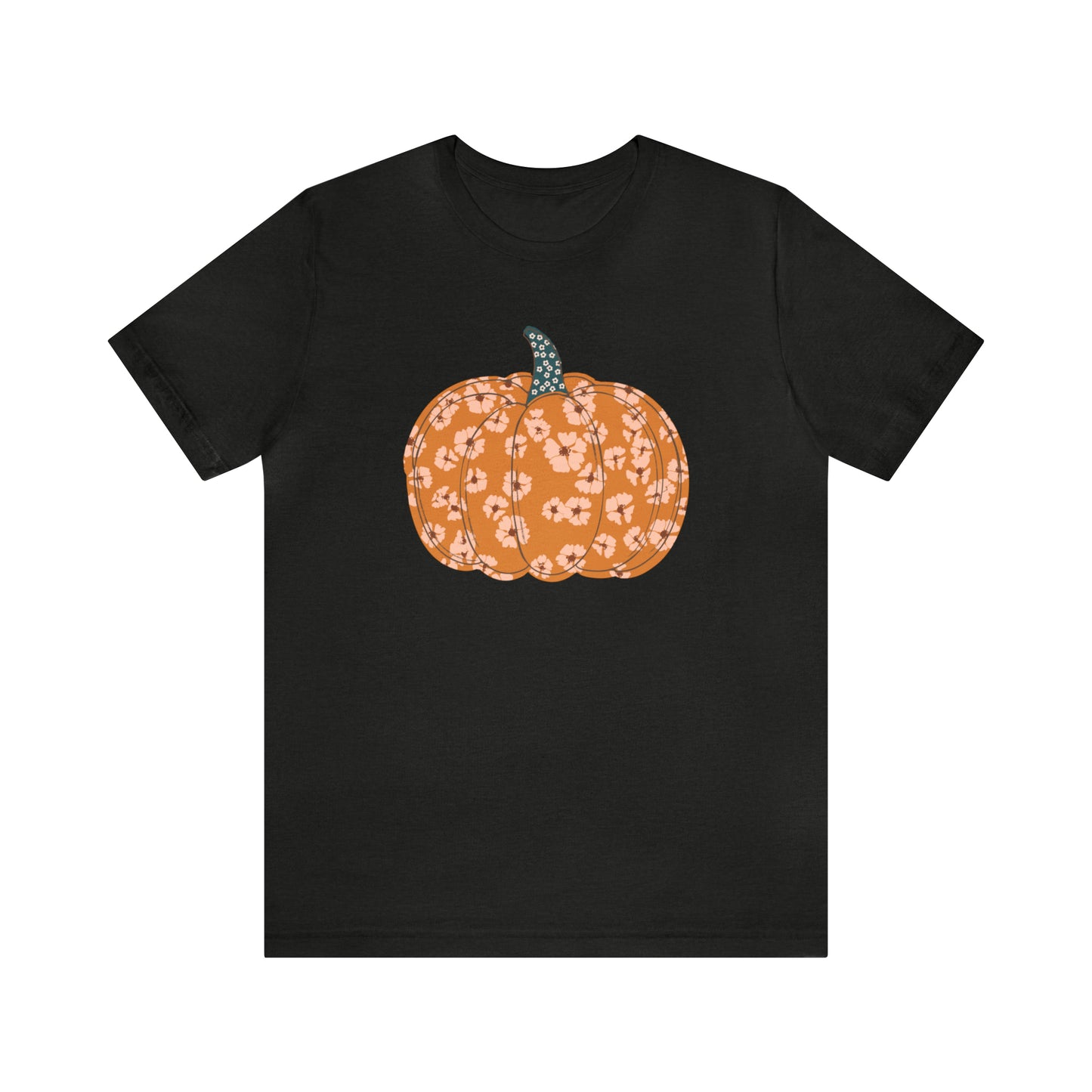Pumpkin Retro Flower Unisex Jersey Short Sleeve Tee