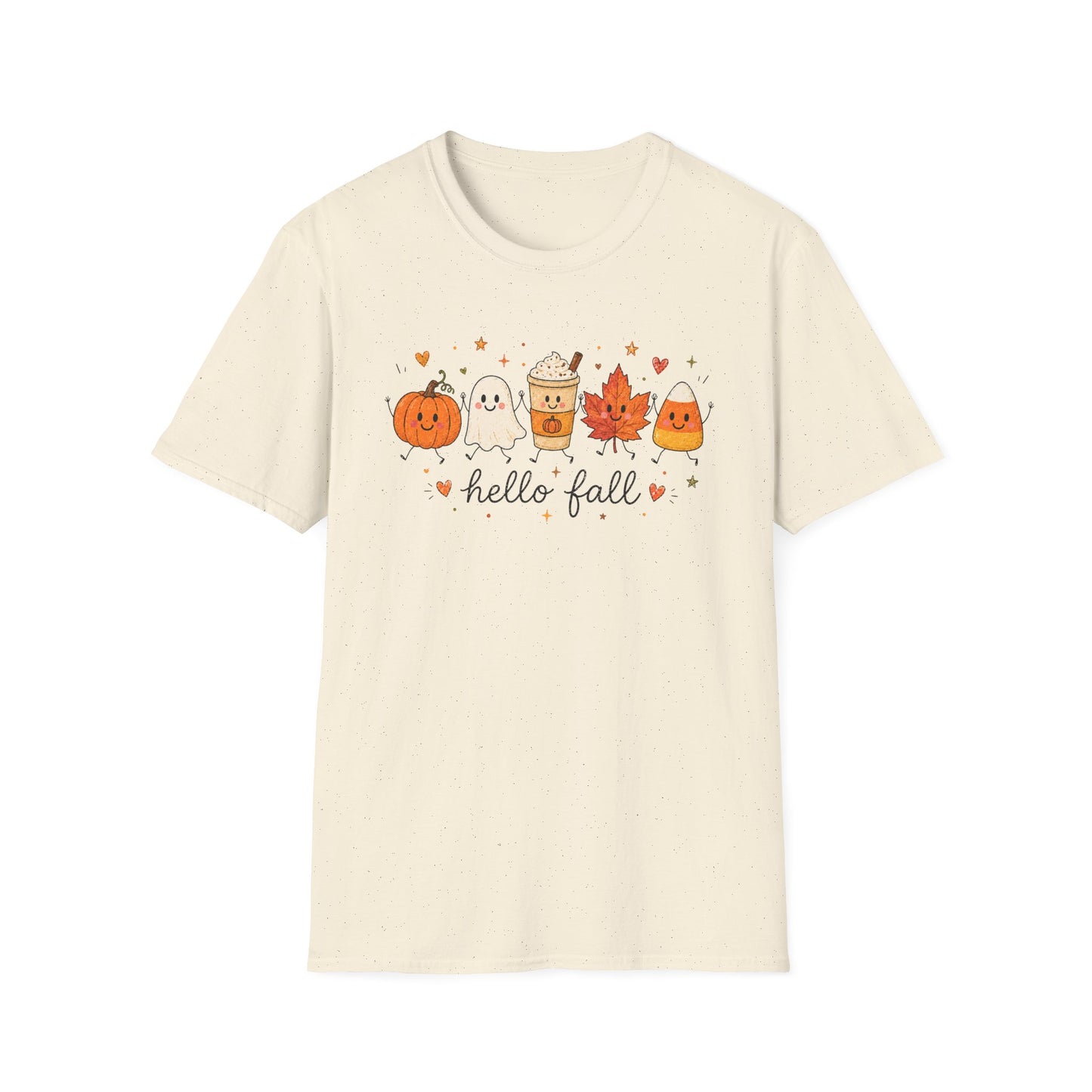 Hello Fall Cute Pumpkin, Ghost & Coffee Autumn Tee