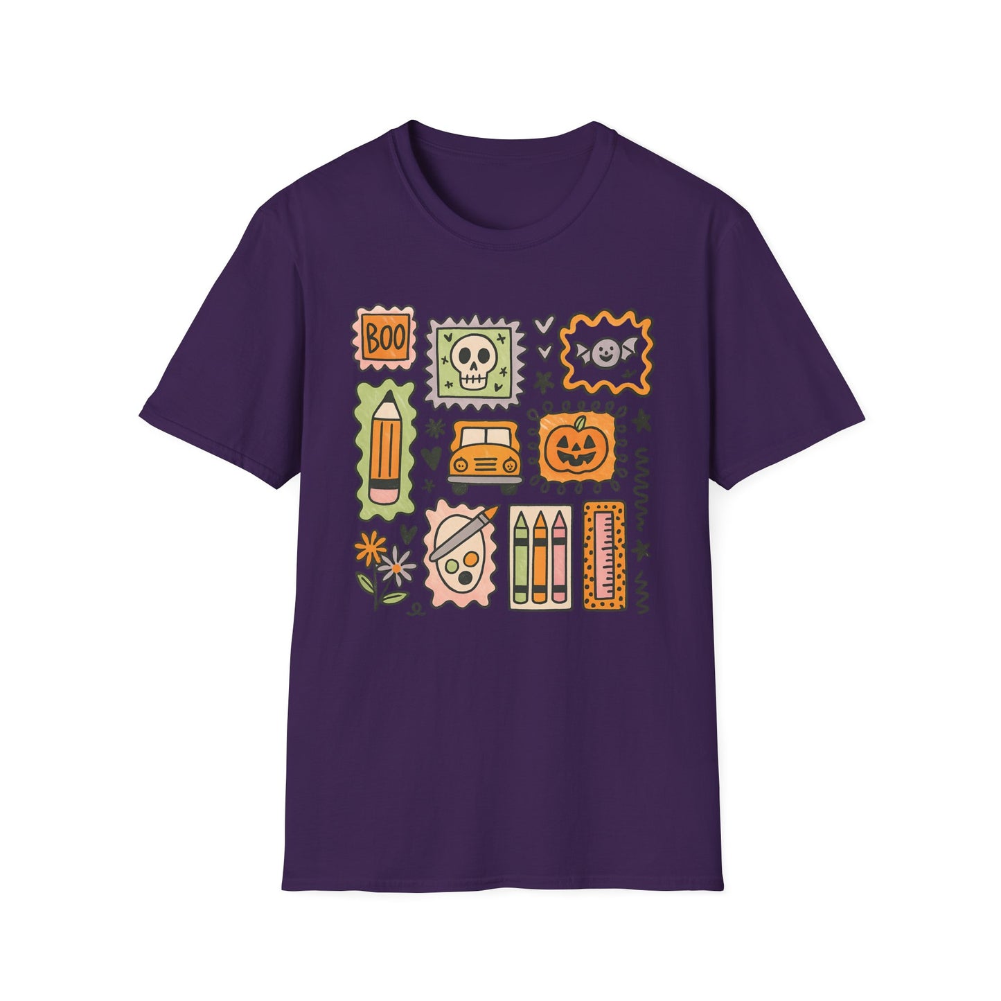 Halloween Doodles and School Things Teacher Tee