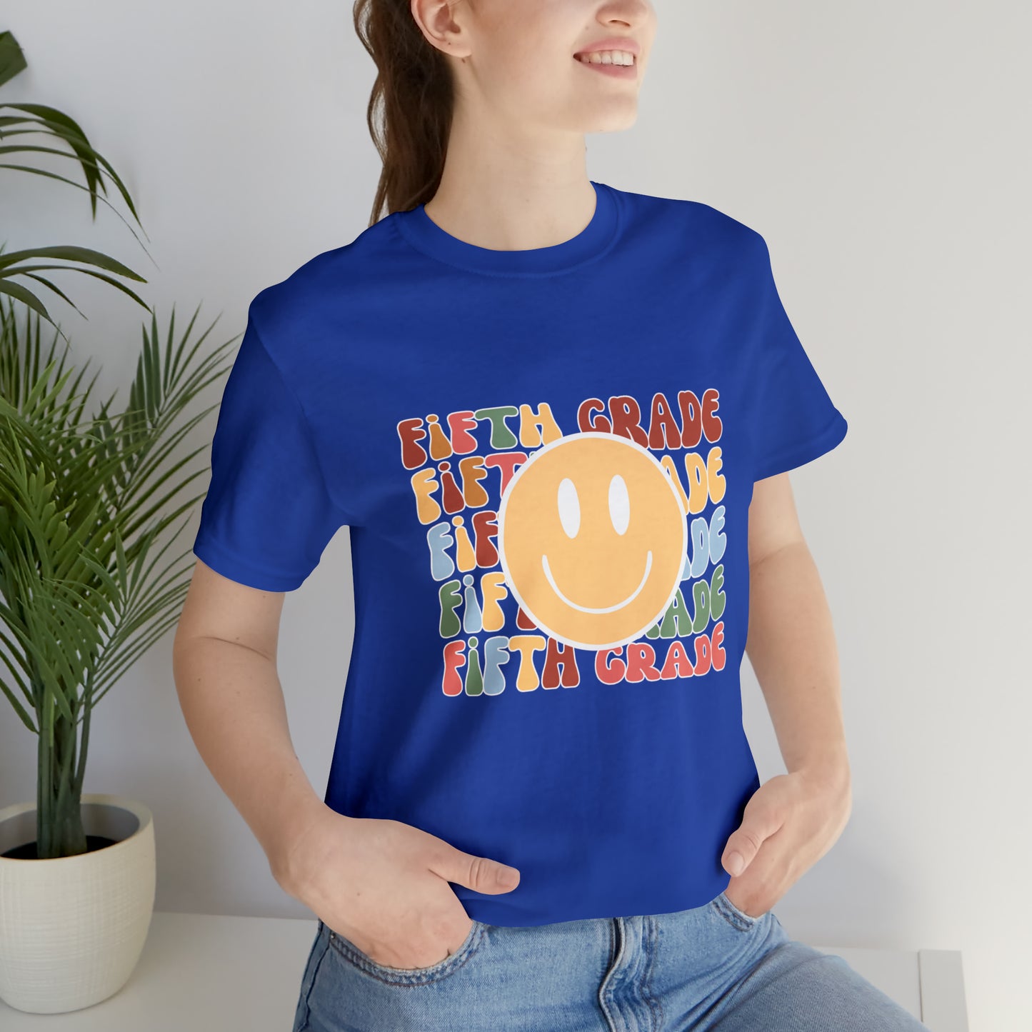Fifth Grade Smiley Retro Print Unisex Jersey Short Sleeve Tee