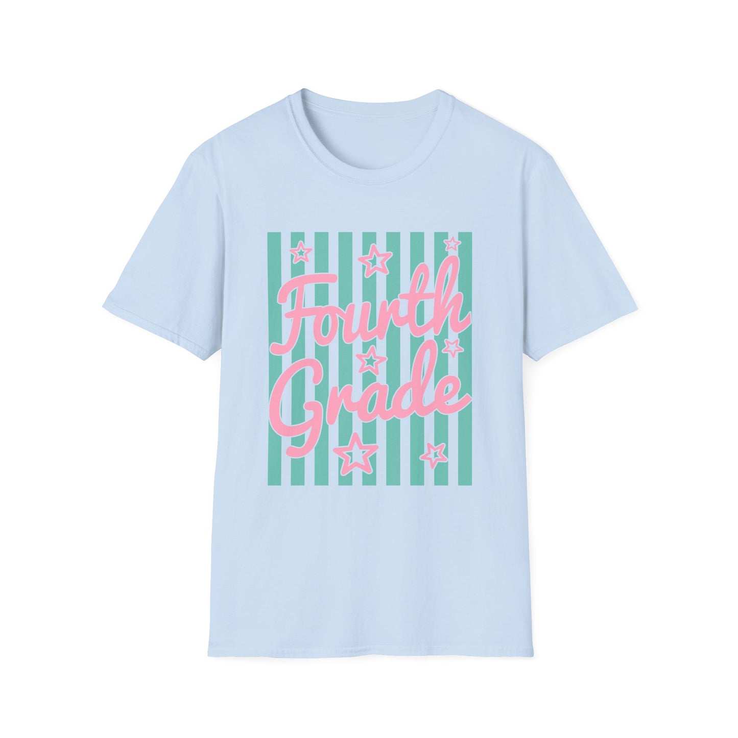 Fourth Grade Striped Stars Teacher Tee