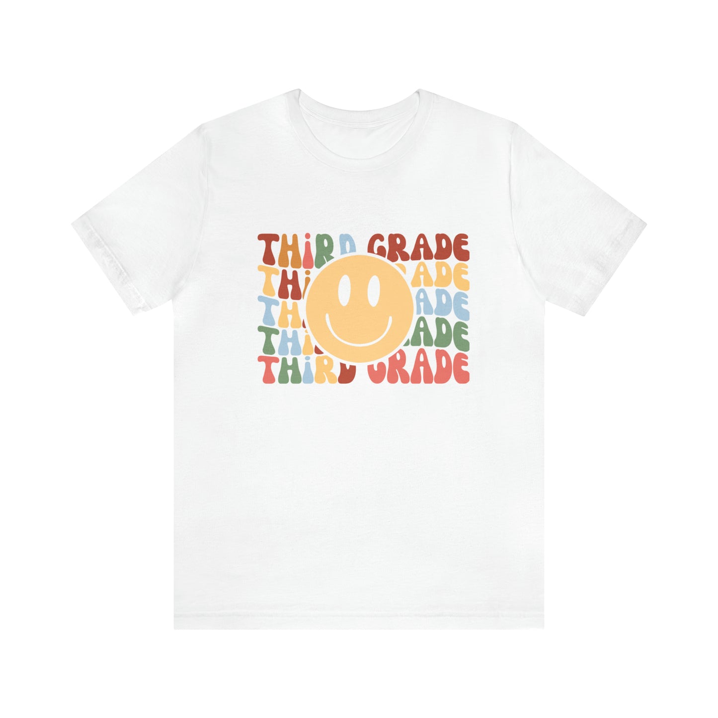 Third Grade Smiley Retro Print Unisex Jersey Short Sleeve Tee