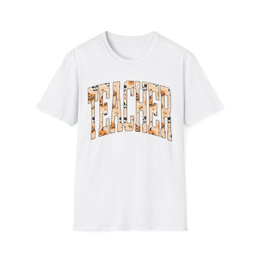 Halloween Graphic Varsity Letter Teacher Tee