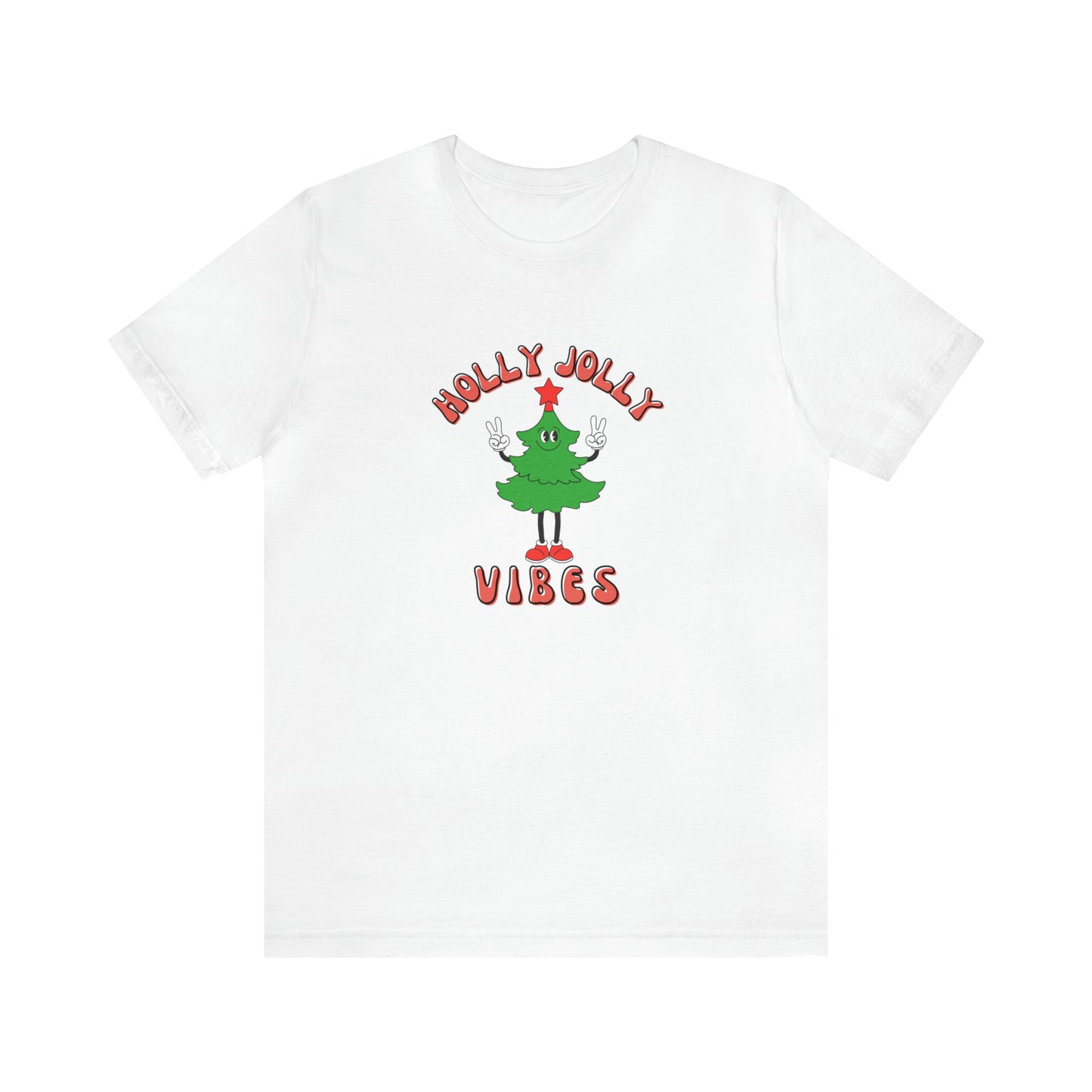 Holly Jolly Vibes Retro Tree Unisex Jersey Short Sleeve Tee