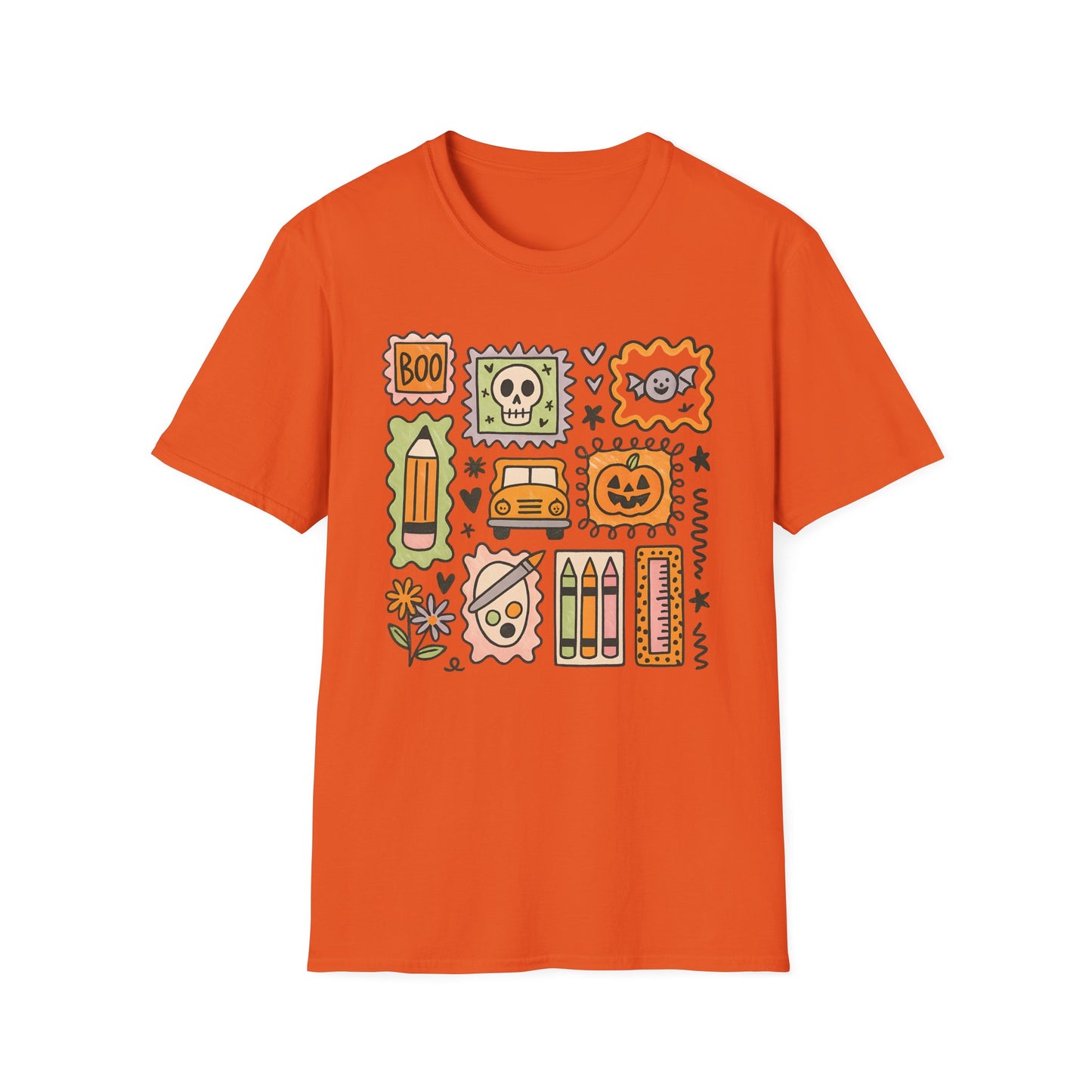 Halloween Doodles and School Things Teacher Tee