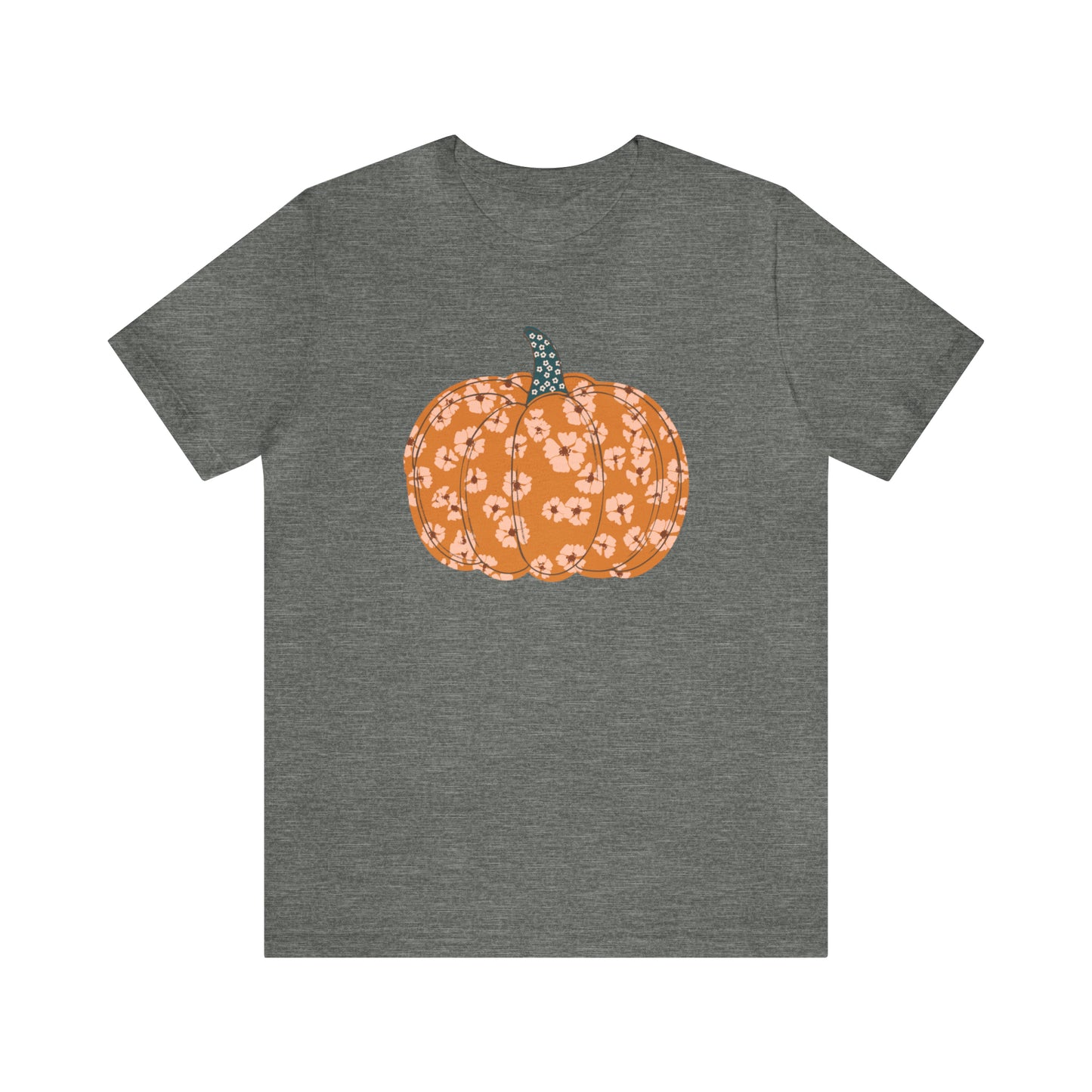 Pumpkin Retro Flower Unisex Jersey Short Sleeve Tee