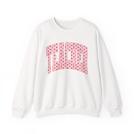 Teacher Heart Pattern Sweatshirt